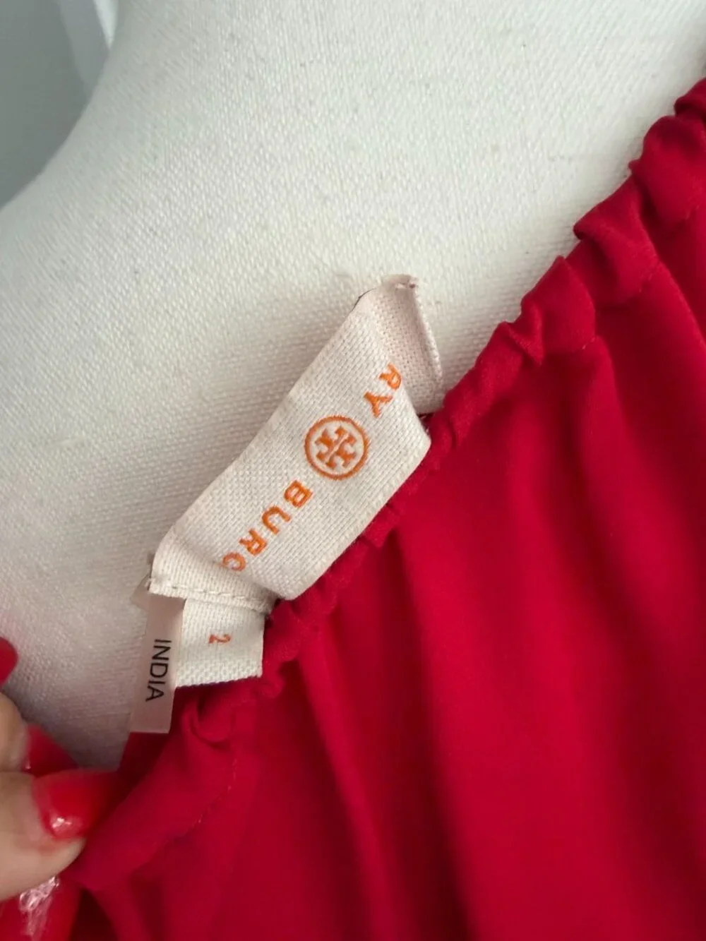 TORY BURCH Red Long Sleeve Blouson Top Size 2
